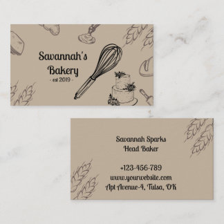 Brown Bakery Collage Whisk Business Card