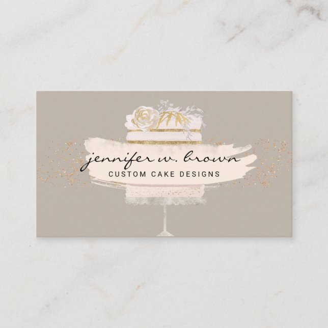 Brown bakery wedding cake pops sales business card (Front)