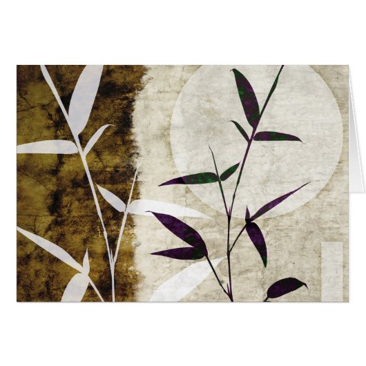 Brown Bamboo Moon Fall Leaves Cards (Front Horizontal)
