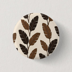Brown Banana Leaf Botanical Pin Button