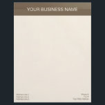 Brown Banner on Beige Letterhead<br><div class="desc">This very simple and professional looking letterhead has a brown banner at the top on a beige background. Text at the top is in the same beige as the background, and business information at the bottom is the same brown as the banner. The back is plain beige, without the banner....</div>