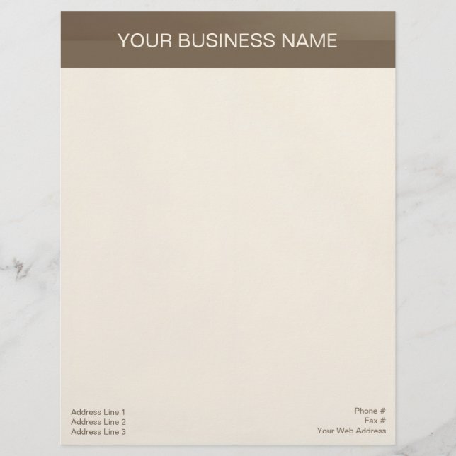 Brown Banner on Beige Letterhead (Front)