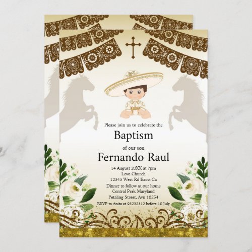 Brown Baptism Invitation for Boy
