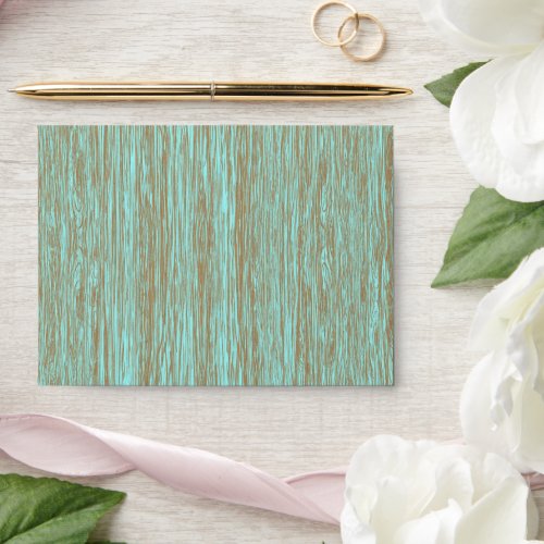 Brown barn wood grain wedding envelope