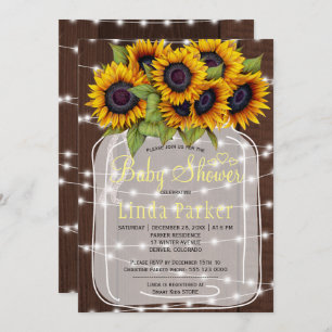 Brown barn wood rustic mason jar baby shower invitation