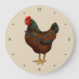 Brown Barnevelder Hen Chicken Large Clock
