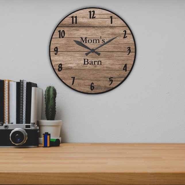 Brown Barnwood Style Customizable Rustic Look Large Clock (Creator Uploaded)