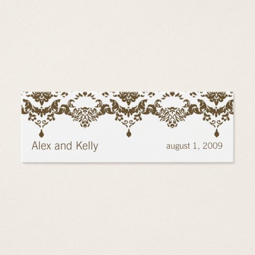 Brown Baroque Damask Wedding Website Business Card
