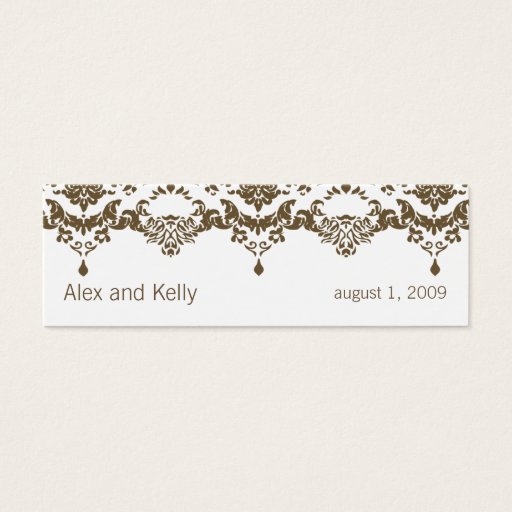 Customizable Brown Baroque Damask Wedding Website Business Card