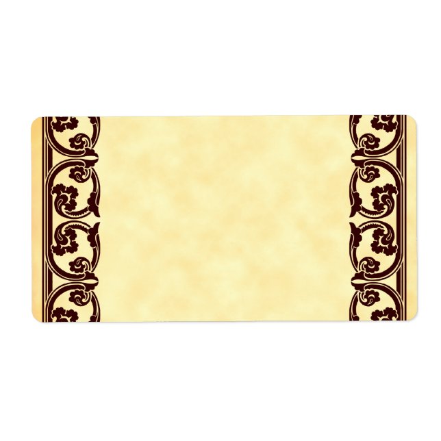 Brown Baroque Vintage Element Custom Label (Front)