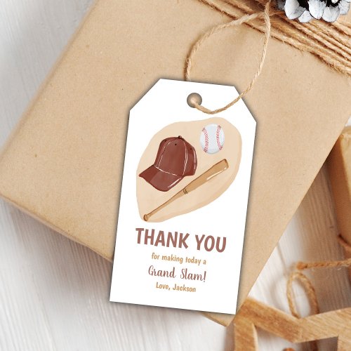 Brown Baseball Birthday Gift Tags