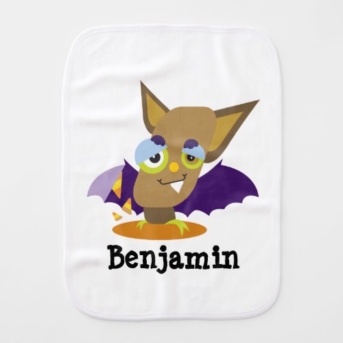 Brown Bat Halloween Kawaii Cartoon Baby Burp Cloth