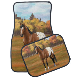 Brown Bay Appaloosa Horse in Autumn Pasture Car Floor Mat