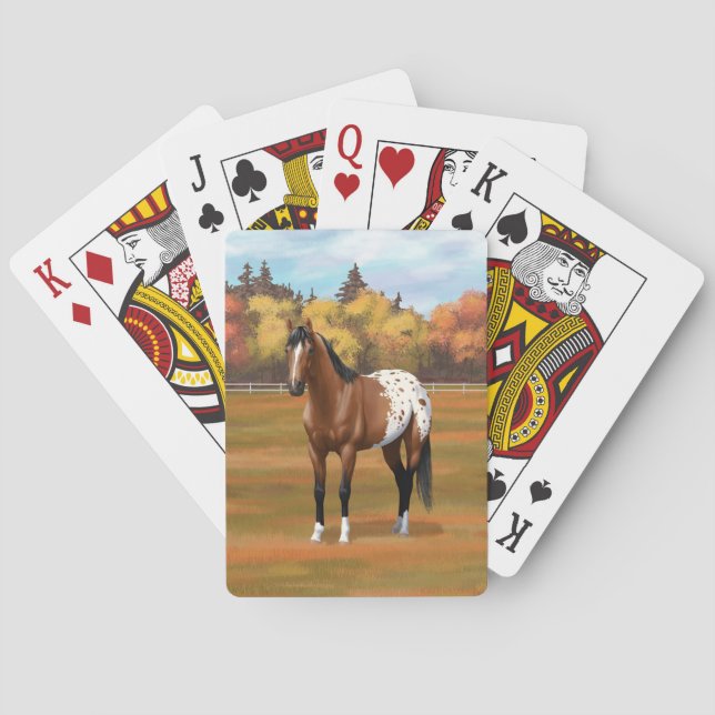 Brown Bay Appaloosa Horse in Autumn Pasture Poker Cards (Back)
