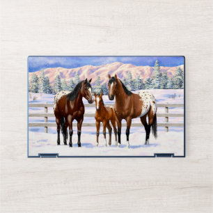 Brown Bay Appaloosa Horses In Snow HP Laptop Skin