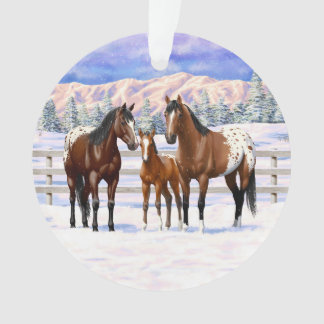Brown Bay Appaloosa Horses In Snow Ornament