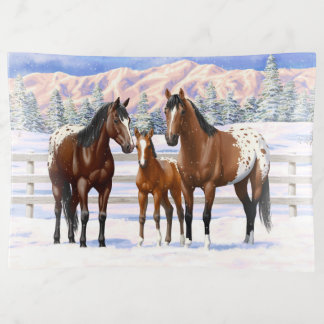 Brown Bay Appaloosa Horses In Snow Trinket Tray