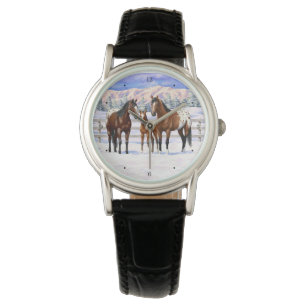 Brown Bay Appaloosa Horses In Snow Watch