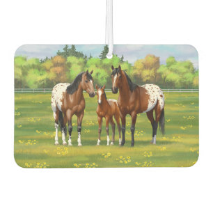 Brown Bay Appaloosa Horses In Summer Pasture Air Freshener