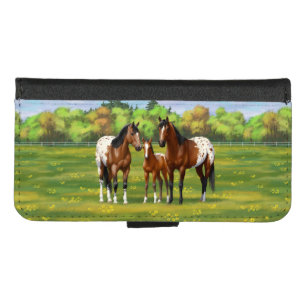 Brown Bay Appaloosa Horses In Summer Pasture iPhone 8/7 Wallet Case