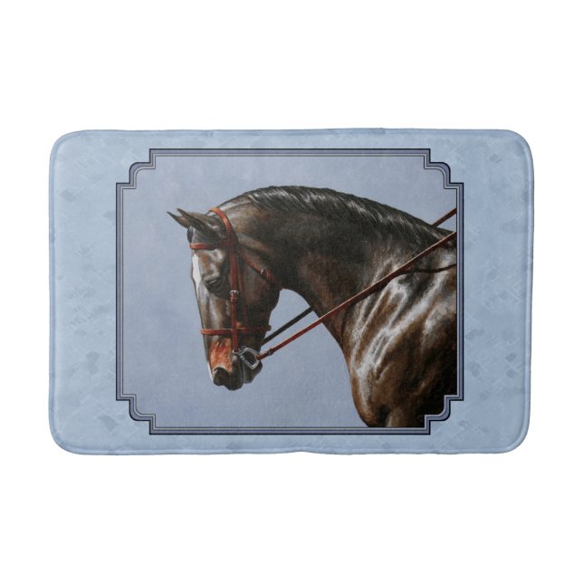 Brown Bay Oldenburg Horse Portrait Bathroom Mat (Front)