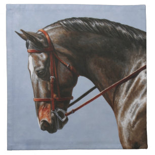 Brown Bay Oldenburg Horse Portrait Cloth Napkin