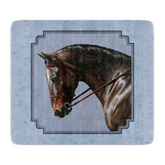 Brown Bay Oldenburg Horse Portrait Cutting Board (Front)