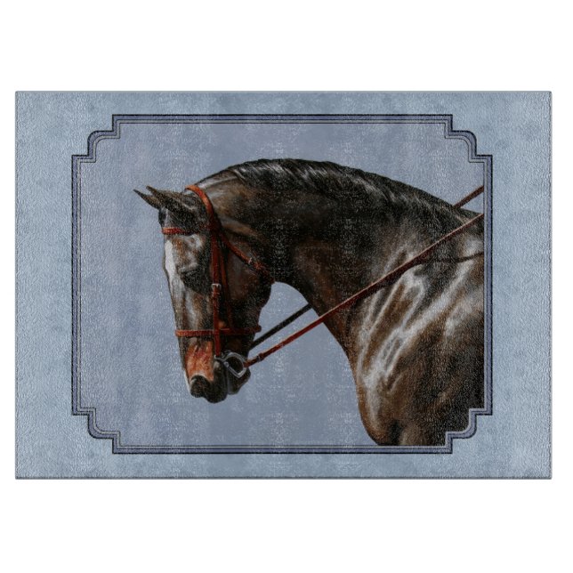 Brown Bay Oldenburg Horse Portrait Cutting Board (Front)
