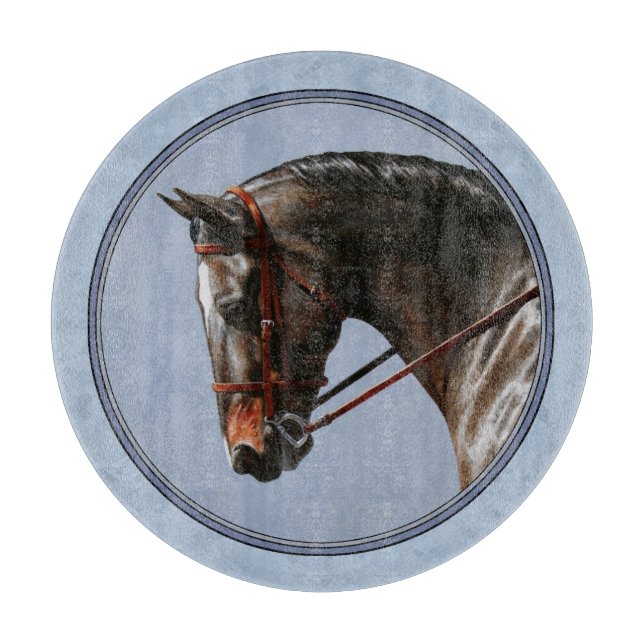 Brown Bay Oldenburg Horse Portrait Cutting Board (Front)