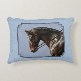 Brown Bay Oldenburg Horse Portrait Decorative Pillow