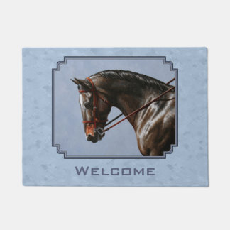 Brown Bay Oldenburg Horse Portrait Doormat