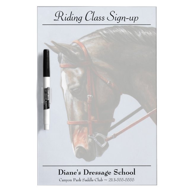 Brown Bay Oldenburg Horse Portrait Dry Erase Board (Front)