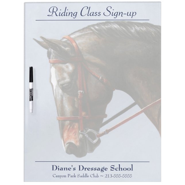 Brown Bay Oldenburg Horse Portrait Dry-Erase Board (Front)
