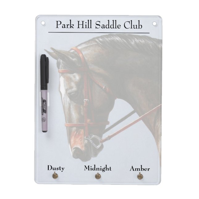 Brown Bay Oldenburg Horse Portrait Dry-Erase Board (Front)