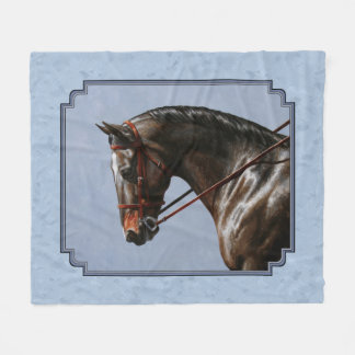 Brown Bay Oldenburg Horse Portrait Fleece Blanket