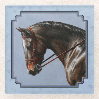 Brown Bay Oldenburg Horse Portrait Glass Coaster