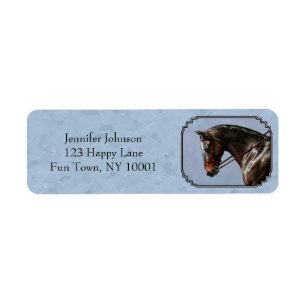 Brown Bay Oldenburg Horse Portrait Label