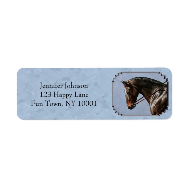 Brown Bay Oldenburg Horse Portrait Label (Front)