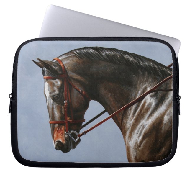 Brown Bay Oldenburg Horse Portrait Laptop Sleeve (Front)