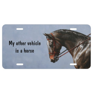 Brown Bay Oldenburg Horse Portrait License Plate