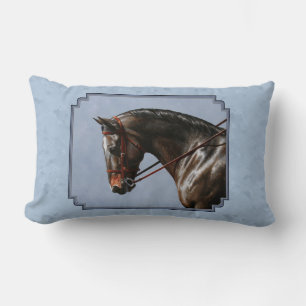 Brown Bay Oldenburg Horse Portrait Lumbar Pillow
