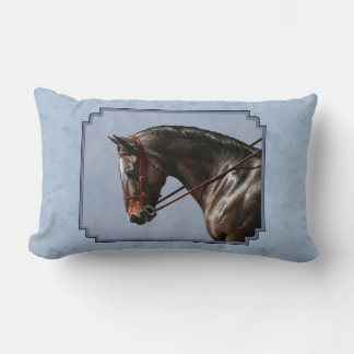 Brown Bay Oldenburg Horse Portrait Lumbar Pillow