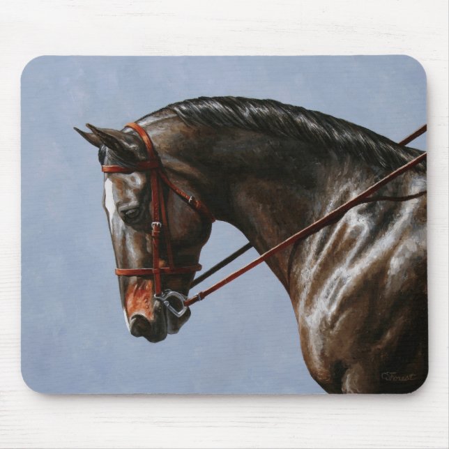Brown Bay Oldenburg Horse Portrait Mouse Pad (Front)