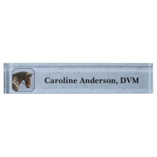Brown Bay Oldenburg Horse Portrait Name Plate