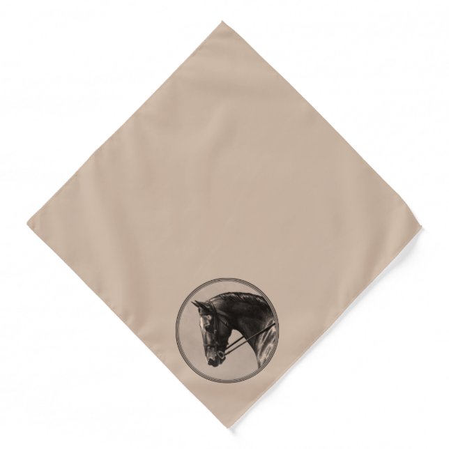 Brown Bay Oldenburg Horse Portrait Sepia Bandana (Front)