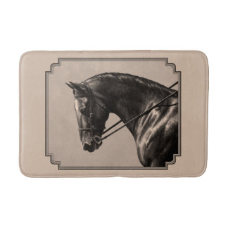Brown Bay Oldenburg Horse Portrait Sepia Bath Mat