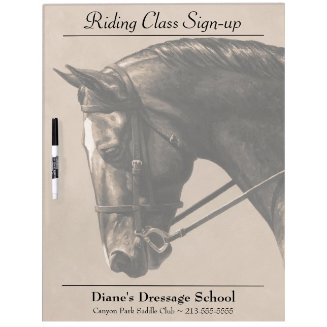 Brown Bay Oldenburg Horse Portrait Sepia Dry Erase Board (Front)