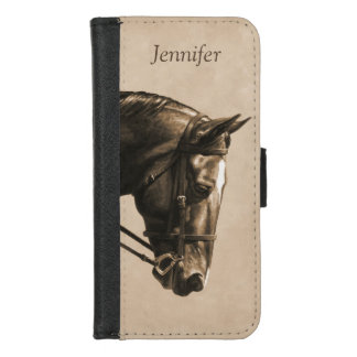 Brown Bay Oldenburg Horse Portrait Sepia iPhone 8/7 Wallet Case