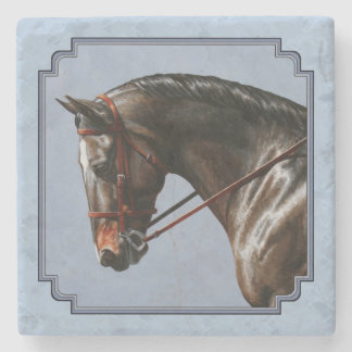 Brown Bay Oldenburg Horse Portrait Stone Coaster