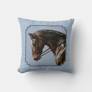 Brown Bay Oldenburg Horse Portrait Throw Pillow